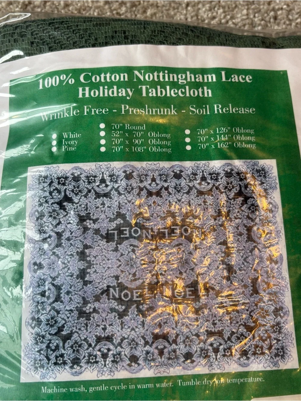 Vintage Nottingham Lace Holiday Tablecloth Noel NEW Green Christmas Holiday
